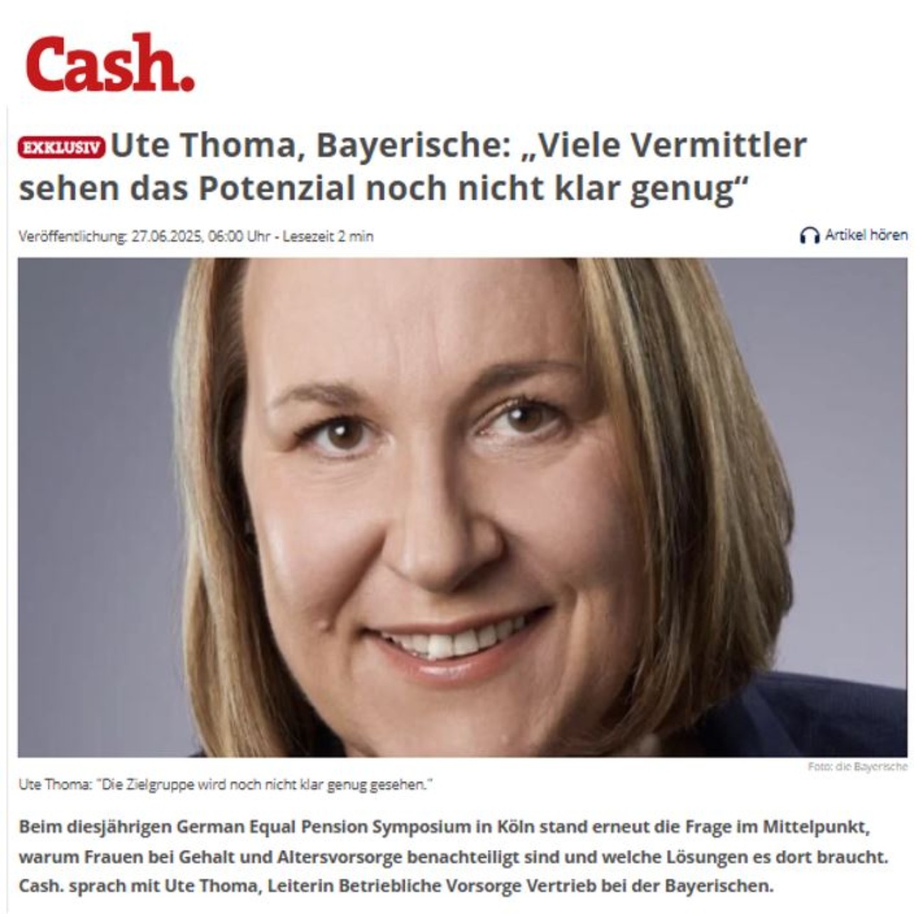 Interview Ute Thoma Magazin Cash