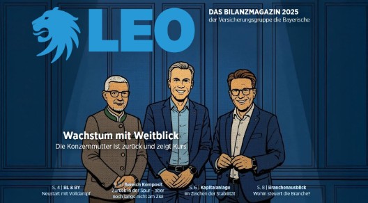 Titelbild des Bilanzmagazins der Versicherungsgruppe die Bayerische. 